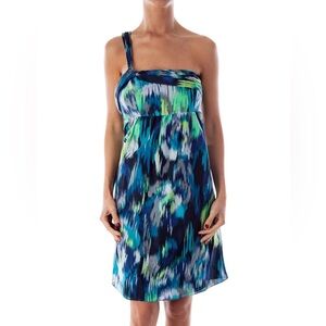 Loft Ann Taylor | NWT Silk blend one shoulder multi print sun dress size…
